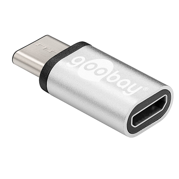 56636  Adaptador USB C Macho a USB 2.0 Micro B Hembra 0,48Gb Compacto Plata  Goobay