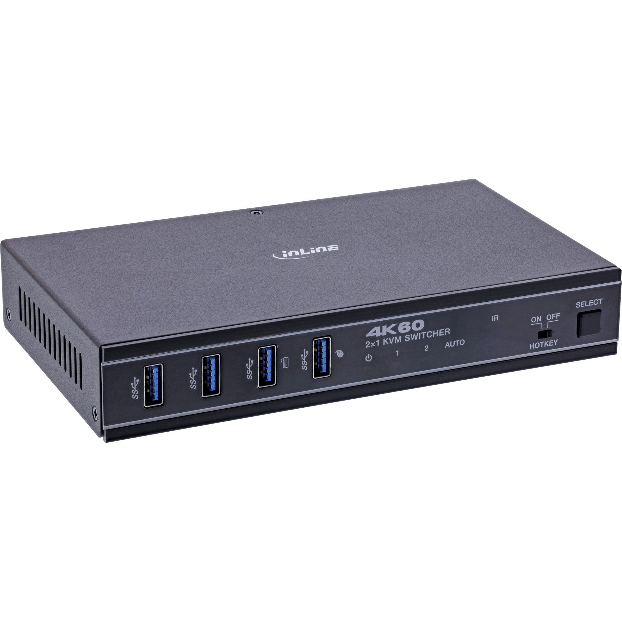 57885E  Conmutador KVM  2 Puertos HDMI 4K/60Hz USB 3.0 y USB-C 3.2 Gen 1+Hub Sobremesa InLine