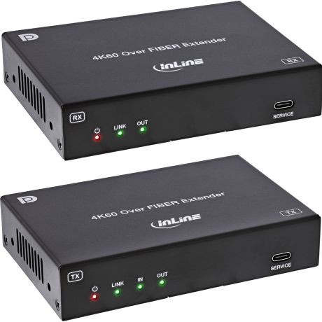 57885O  KVM Extender, Displayport 4K/60Hz, Fiber Singlemode, 10km , Set Inline