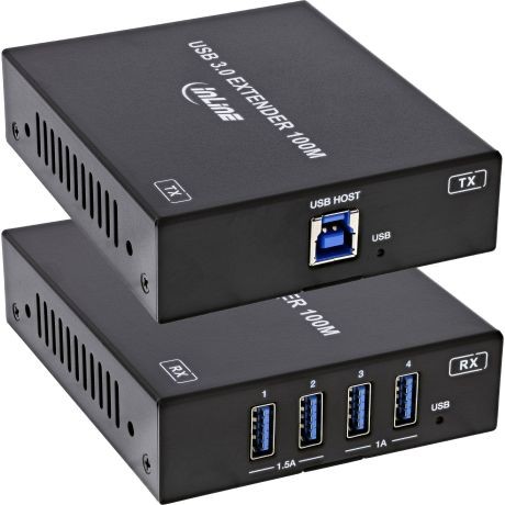 57886D  Extensor USB, Cat.6, USB 3.2, 100 m,Set, Receptor con 4 Puertos USB-A