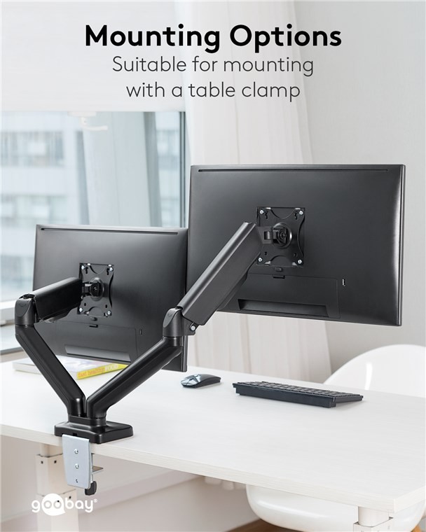 Soporte para monitor, de escritorio, movimiento articulado, pantalla plana  de 13 a 27 máximo 15 kg