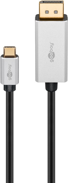 60176  Cable USB C Macho a DISPLAYPORT Macho 4K/120 Hz, 2 m, Aluminio Goobay
