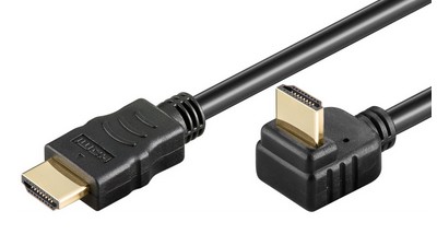 61276  Cable HDMI A-A  5 metros Negro Acodado 4K 60Hz   Cable 270° en un conector Serie 2.0 Goobay