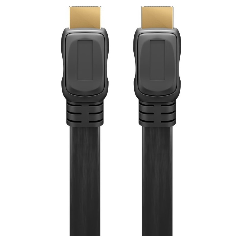 61277  Cable HDMI A-A  1 metros Negro Plano 4K 60Hz 18 Gbit/s Series 2.0 CCS Bulk