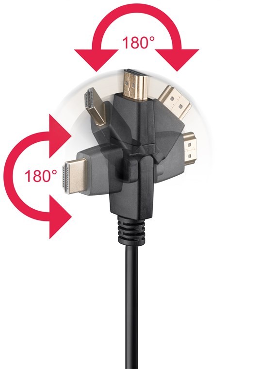 61283  Cable HDMI A-A  1,50 metros Negro Articulado 4K 60Hz   Cable con conectores Articulados 360º Serie 2.0 Goobay