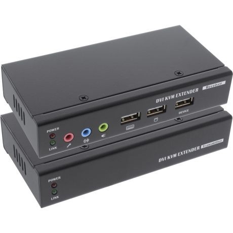61640  Extensor KVM DVI USB a trav&eacute;s de 2xcable RJ45 con audio de hasta 50 m InLine&reg;