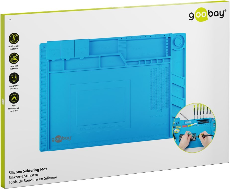 61670  Alfombrilla de silicona flexible para soldar, reparar y hacer manualidades de forma segura.