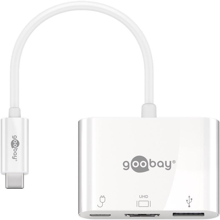 62104  Adaptador USB C Macho a HDMI Hembra   0.15m 4K/30Hz + USB 3.0+ PD Blanco Goobay