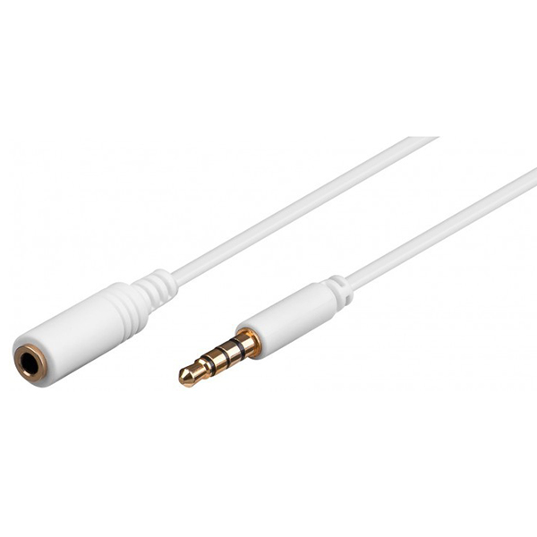 62359  Cable  0,50m 3,5mm Macho 4-pin ST a 3,5mm Hembra 4-pin ST Blanco Slim CU Goobay bulk