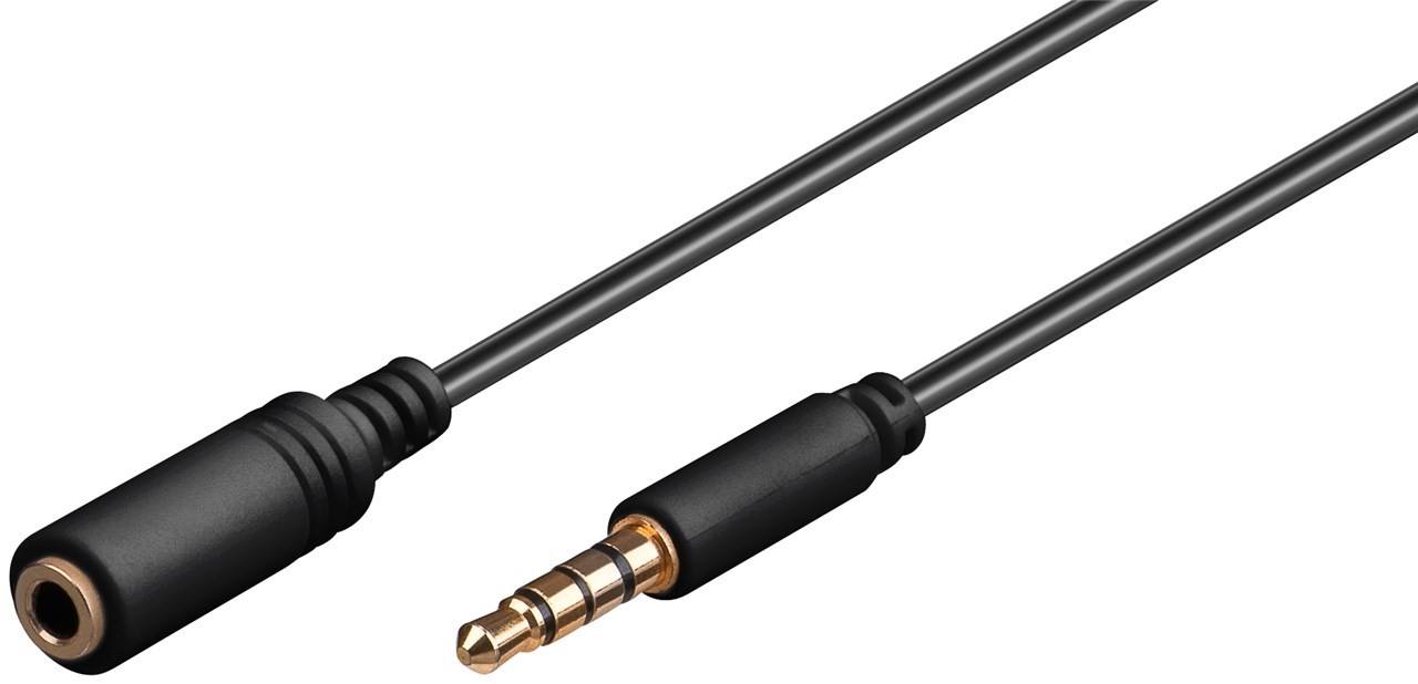62479  Cable  2,00m 3,5mm Macho 4-pin ST a 3,5mm Hembra 4-pin ST Negro Slim CU Goobay bulk