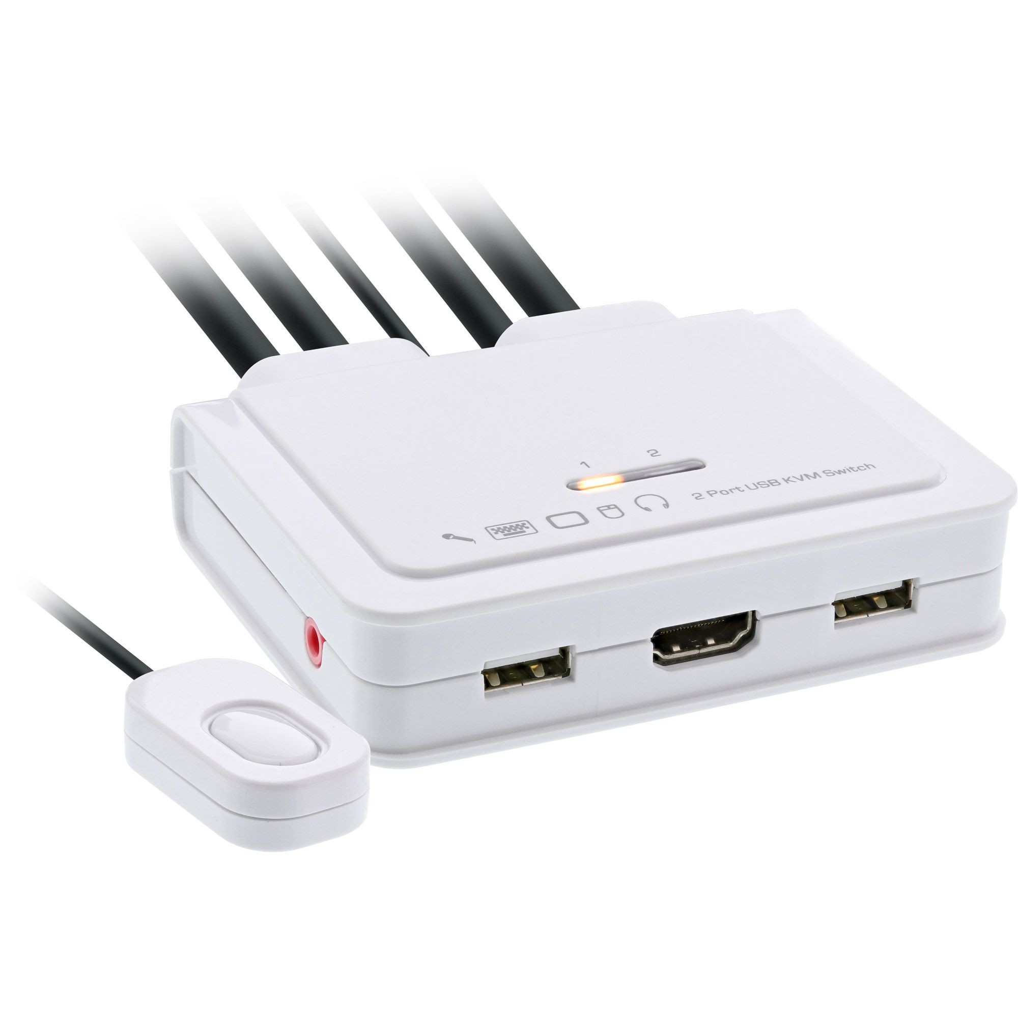 62613I  KVM Switch, 2-port, HDMI, 4K, USB, Audio con Cable integrado