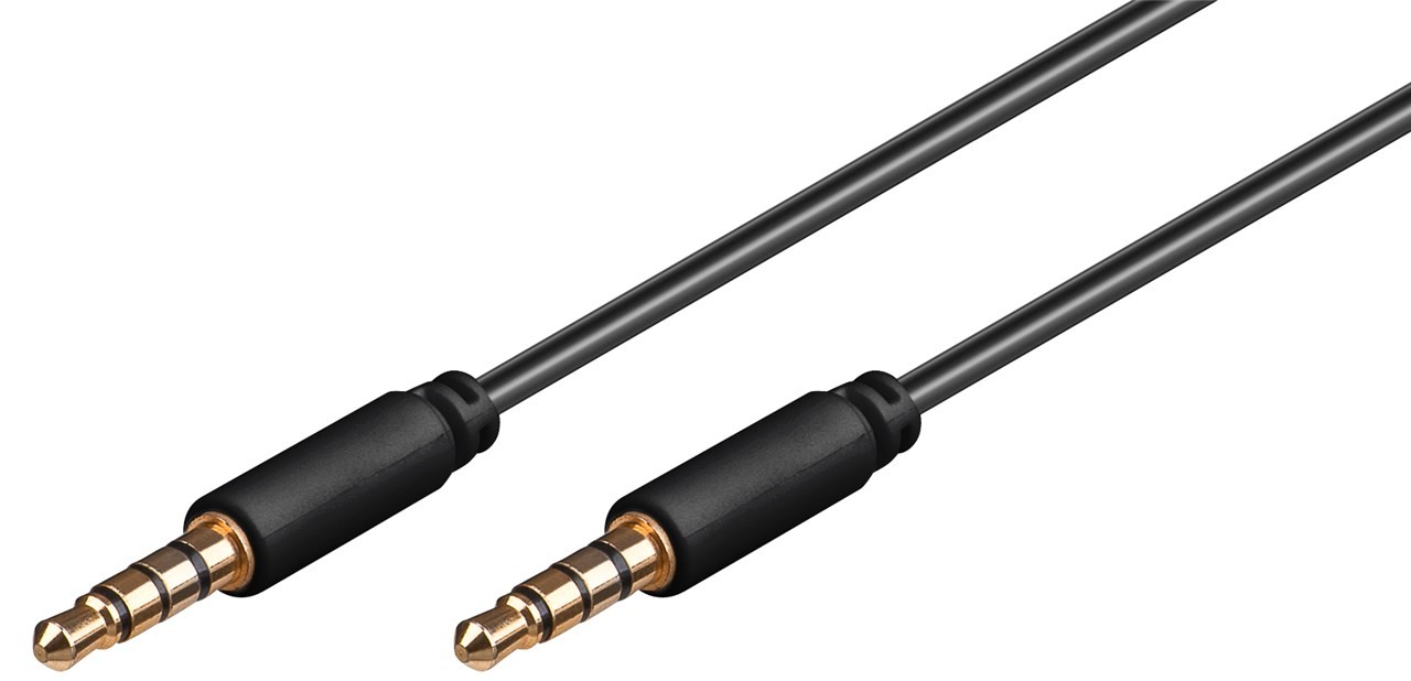 63826  Cable  1,00m 3,5mm Macho 4-pin ST a 3,5mm Macho 4-pin ST Negro Slim CU Goobay bulk
