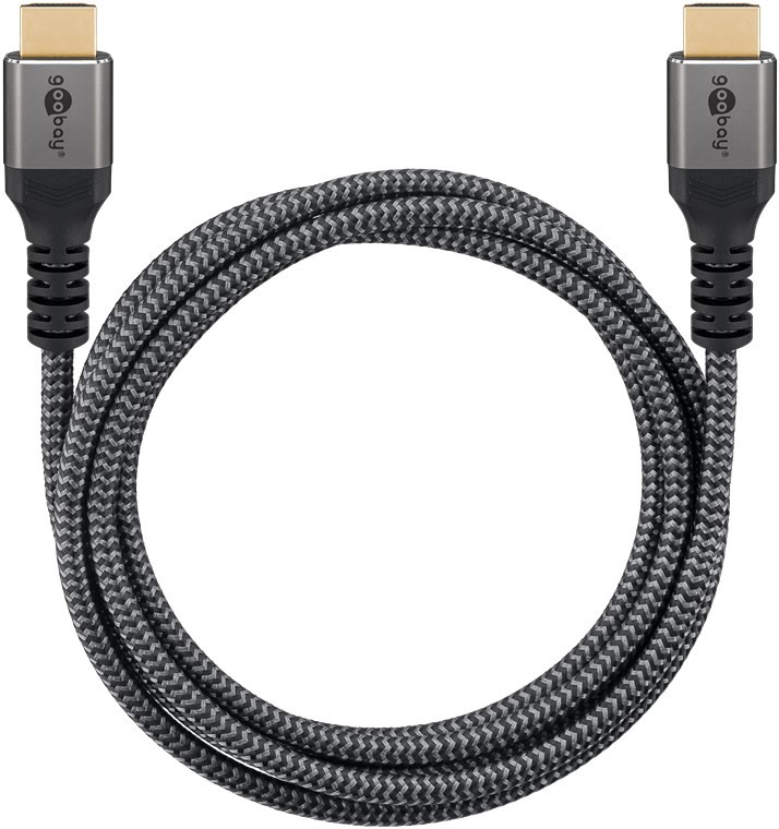 64993  Cable HDMI A-A  1,00 metros Nylon 4K@60Hz premium flexible con conectores delgados de metal, Bolsa Retail plastico