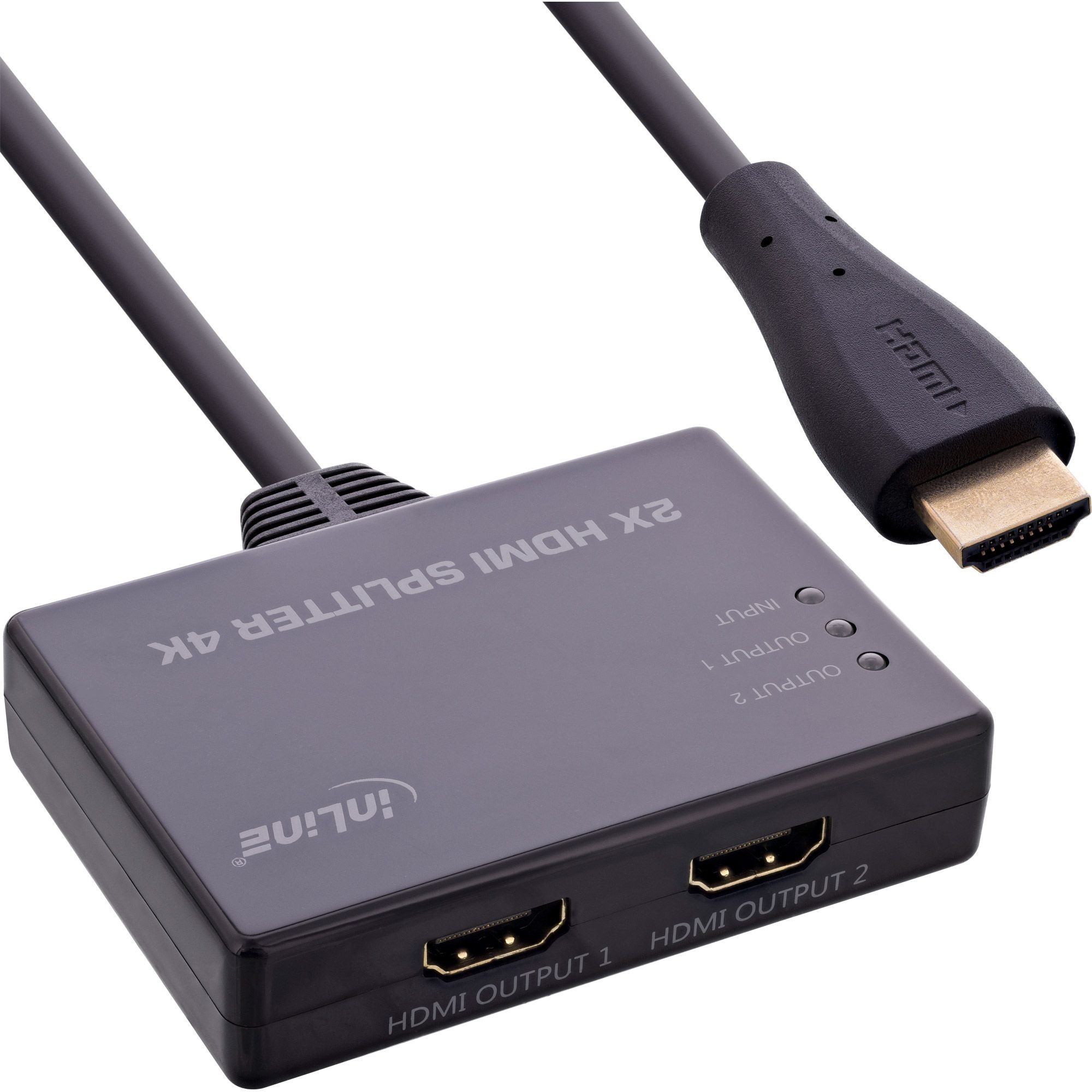 65009C  Splitter HDMI  2 Puertos 4K 60Hz Inline  Con Cable integrado de 0.50m