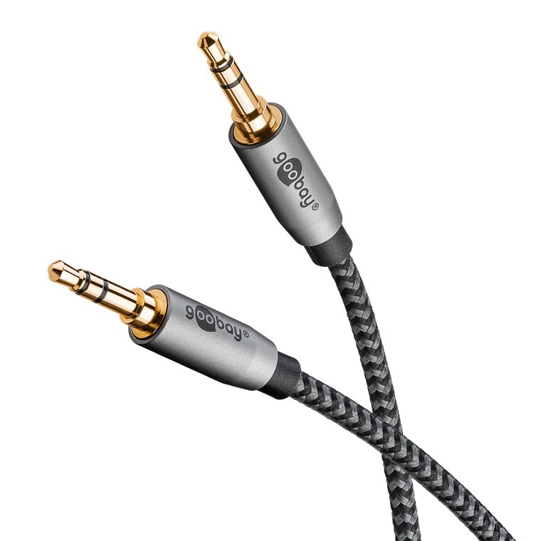 65272  Cable de  0,50 metros Audio Stereo MiniJack 3.5 Macho/Macho Flexiplus Nylon Goobay Retail Polybag