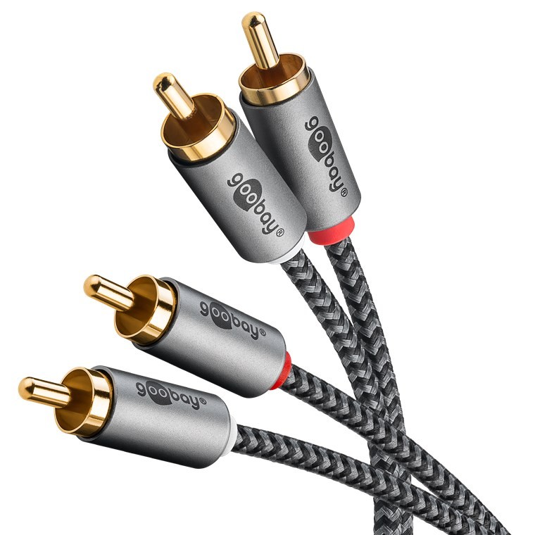 65291  Cable  0,50m  2xRCA M 2xRCA M Flexiplus Nylon Goobay Retail Polybag