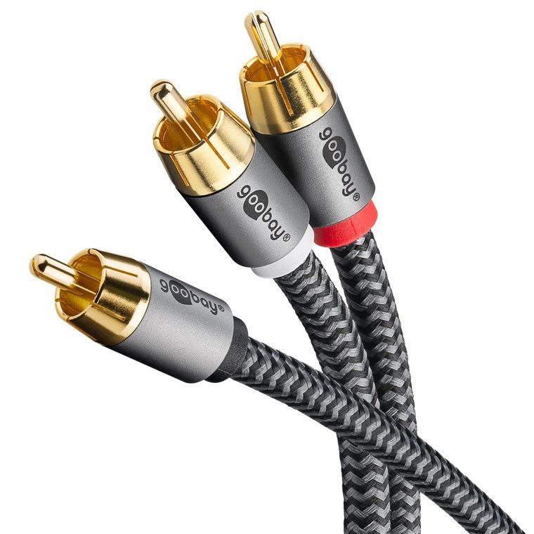 65300  Cable  2,0m 1xRCA M a 2xRCA Macho Subwoofer Flexiplus Nylon Goobay
