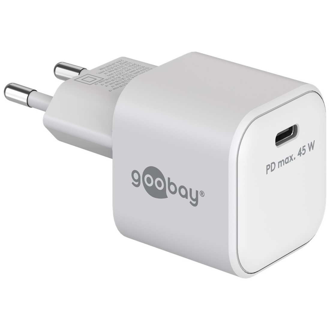 65332  Cargador  45W USB 1 puert. USB-C Blanco GAN PD Nano Goobay