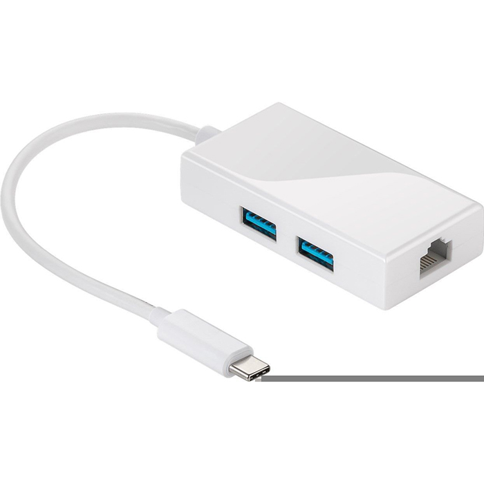 66269  Adaptador de Red USB 3.0 Gigabit 1Gbit/s- RJ45 USB-C +HUB 2x USB-A 3.0 Blanco  ***ULTIMAS UNIDADES***