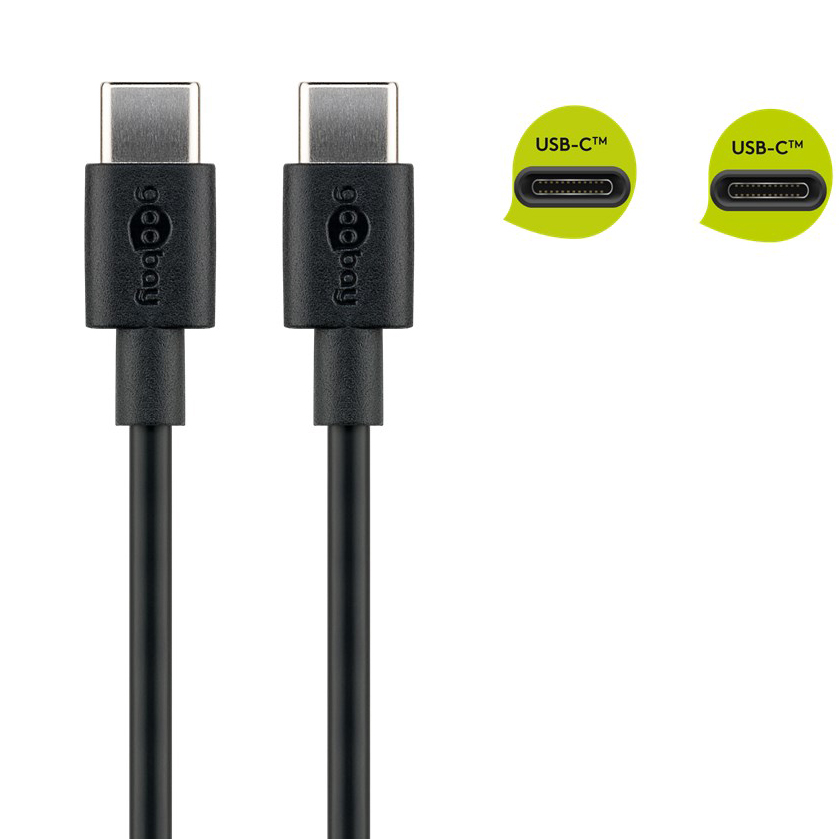 66316  Cable de  0,50m USB 2.0 480Mbps PD60W USB-C Macho a USB-C Macho Negro Datos y Carga