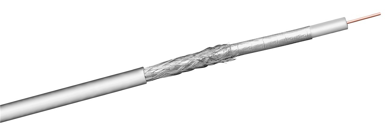 67018  Goobay 100 dB SAT Coaxial Cable, Double Shielded, Cu, white, 100 m