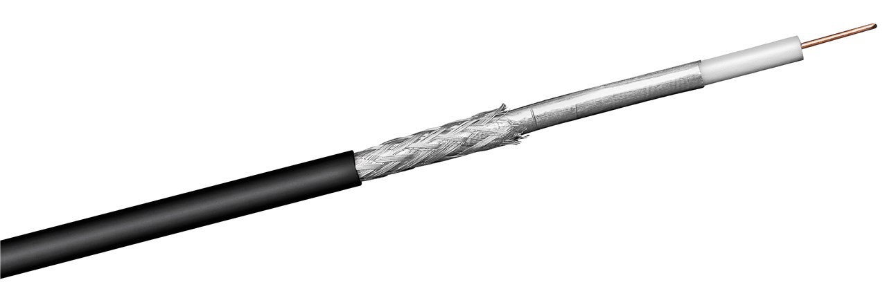 67103  Cable coaxial SAT para exteriores de 100 dB, doble blindaje, CCS ROLLO DE 100 METROS, negro