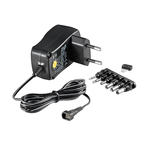 67950  Alimentador Universal 3-12V  7,2W 0,6A 6 Conectores DC Goobay cable de 1.80m **Ultimas Unidades****
