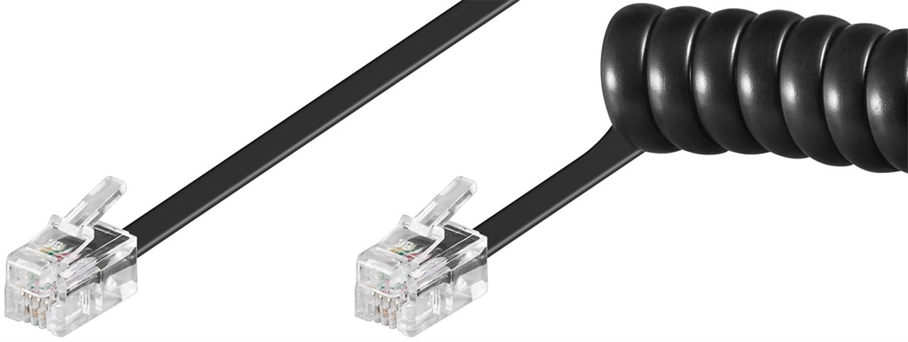 68003  Cable Telefono-Auricular RIZO 4/4 RJ10 7 m Negro