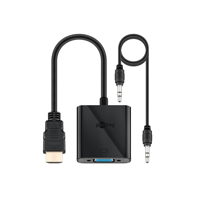 68793  Convertidor de HDMI a VGA más audio 15Cm Negro Goobay Sin Alimentacion