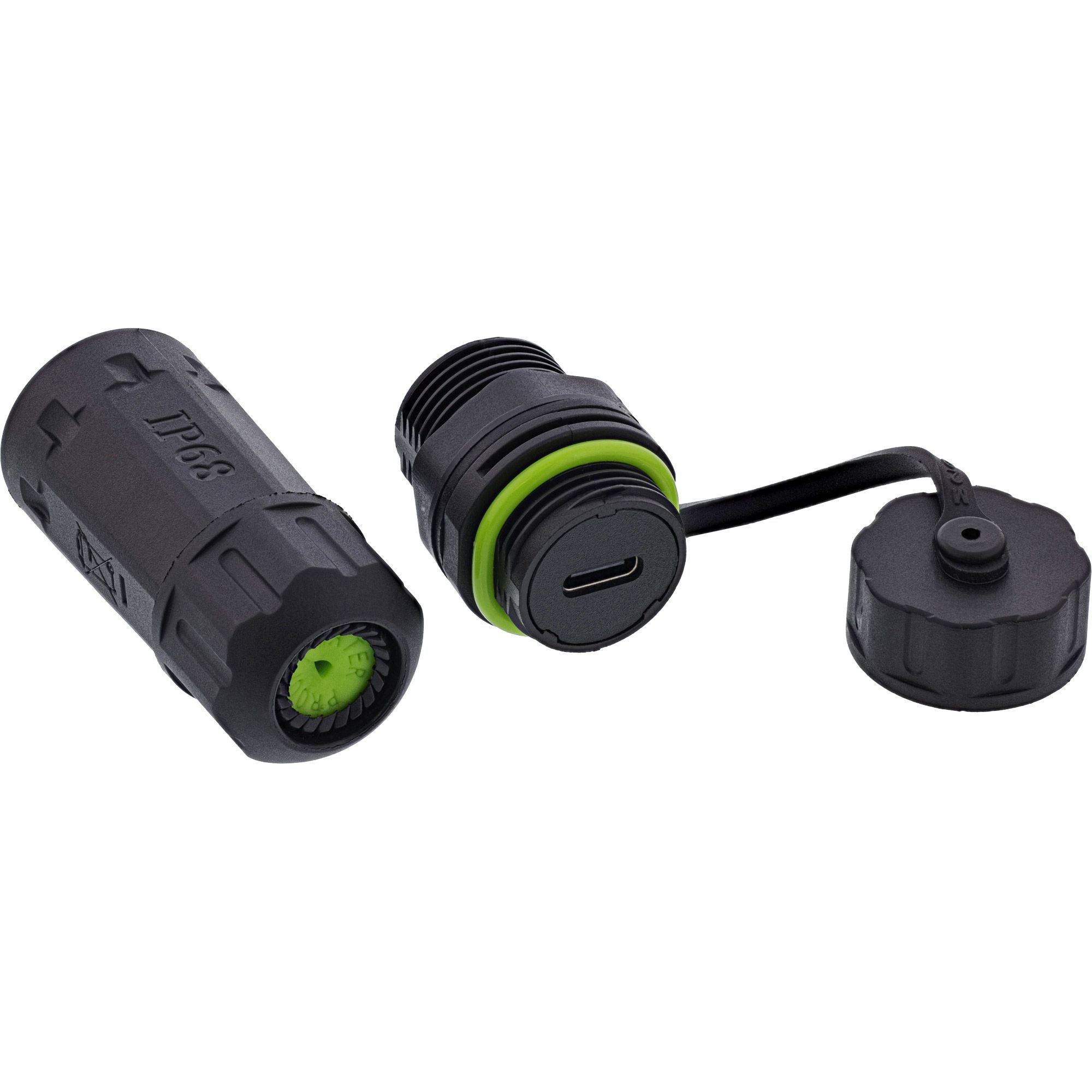 69927M  Adaptador USB-C, corto, IP68, 2 tomas USB-C, blindado, InLine