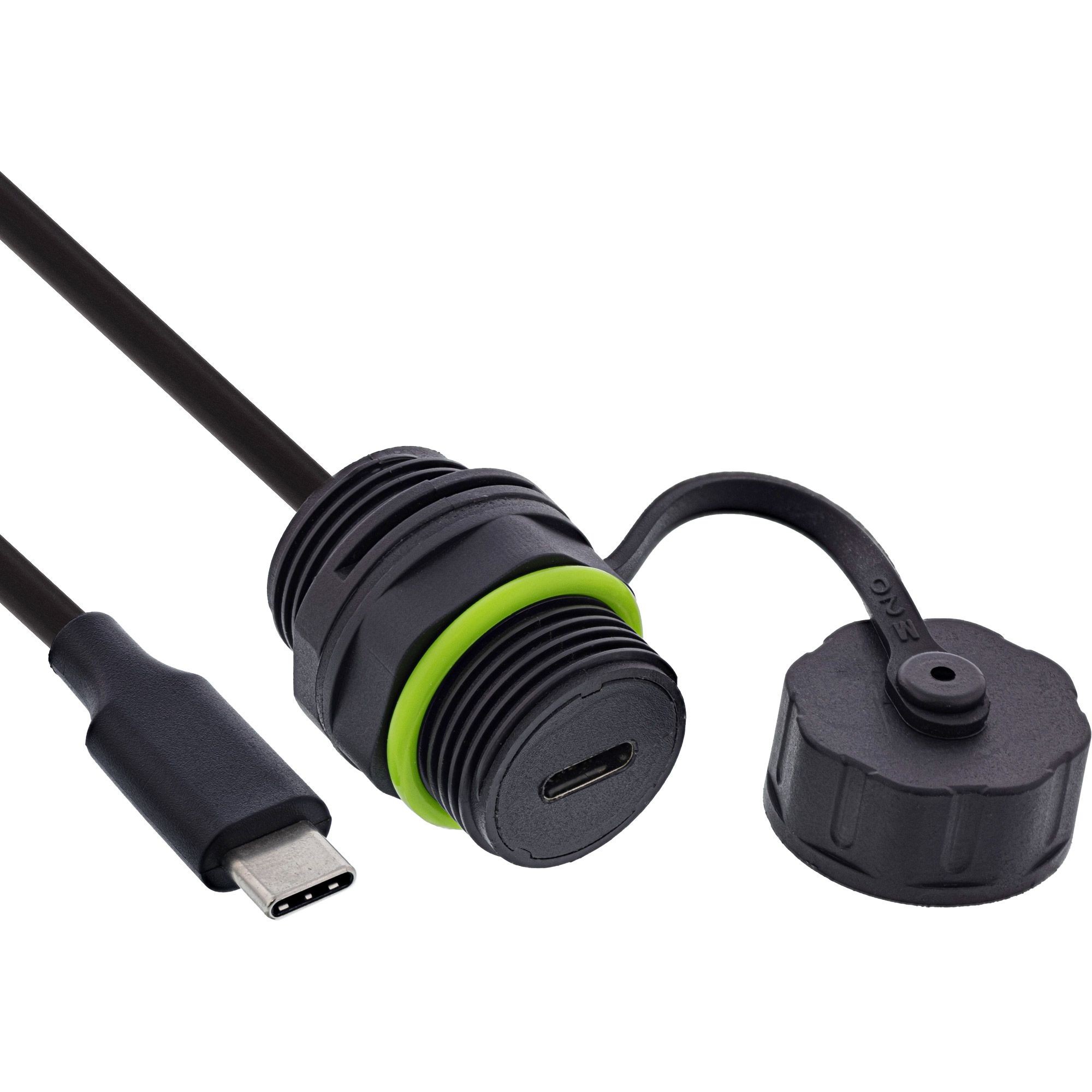 69927O  Adaptador USB-C, IP68, blindado, de conector hembra a macho, 50 cm InLine
