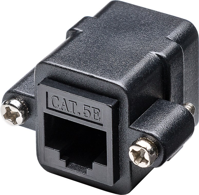 72361  Adaptador Cat 5e 2xRJ45 Hembra-Hembra UTP Negro Con tornillos