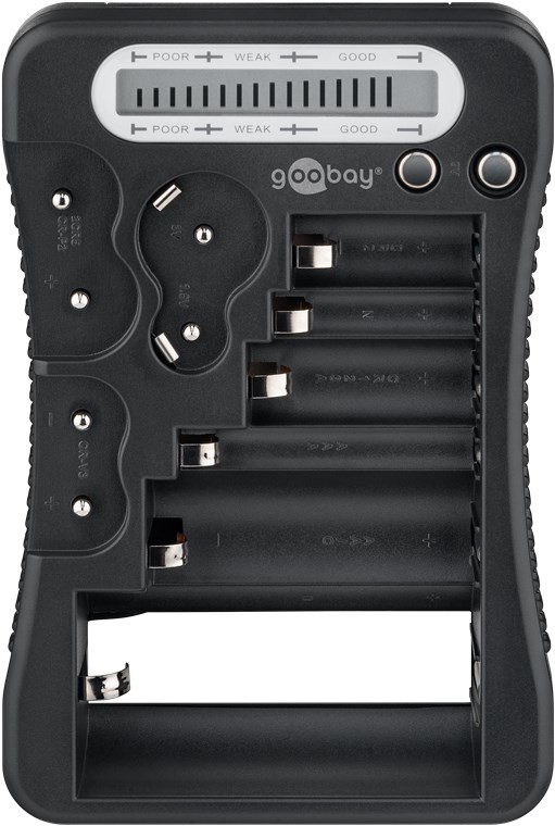 72511  Comprobador de bater&iacute;a LCD 
Para bater&iacute;as est&aacute;ndar y fotogr&aacute;ficas, as&iacute; como para todas las pilas de bot&oacute;n comunes