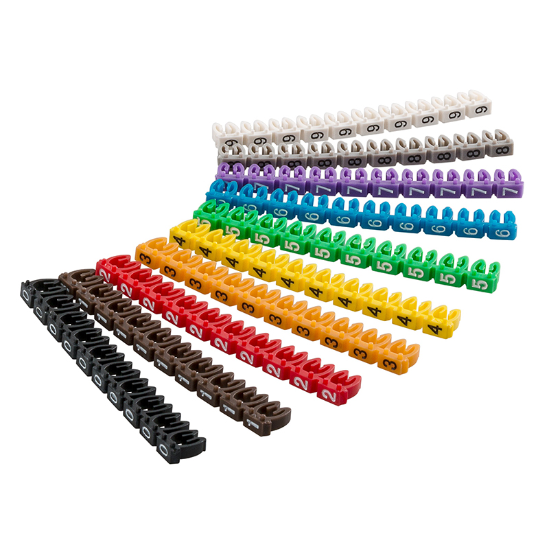 72513  Clips para marcar cables con números del 0 al 9 para diámetros de cable de 2,8 a 4,6 mm  10 x 10 Colores Goobay