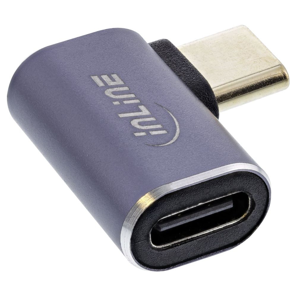74441  Adaptador USB-C Macho a USB-C Hembra 240W 40Gb/s 8K a 60Hz 90º Acodado Compacto Gris Goobay USB4.0