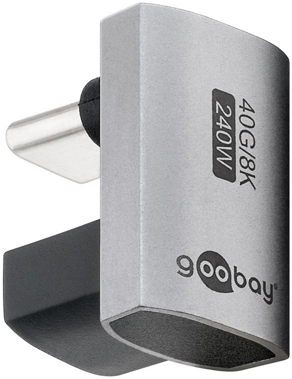 74445  Adaptador USB-C Macho a USB-C Hembra 240W 40Gb/s 8K a 60Hz en forma de U 180º Acodado Compacto USB4.0 Goobay