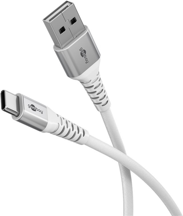 74530  Cable de  1,00m USB 2.0 480Mbps PD60W USB-C Macho a USB-C Macho Blanco Supersoft Textile Conectores Metalicos