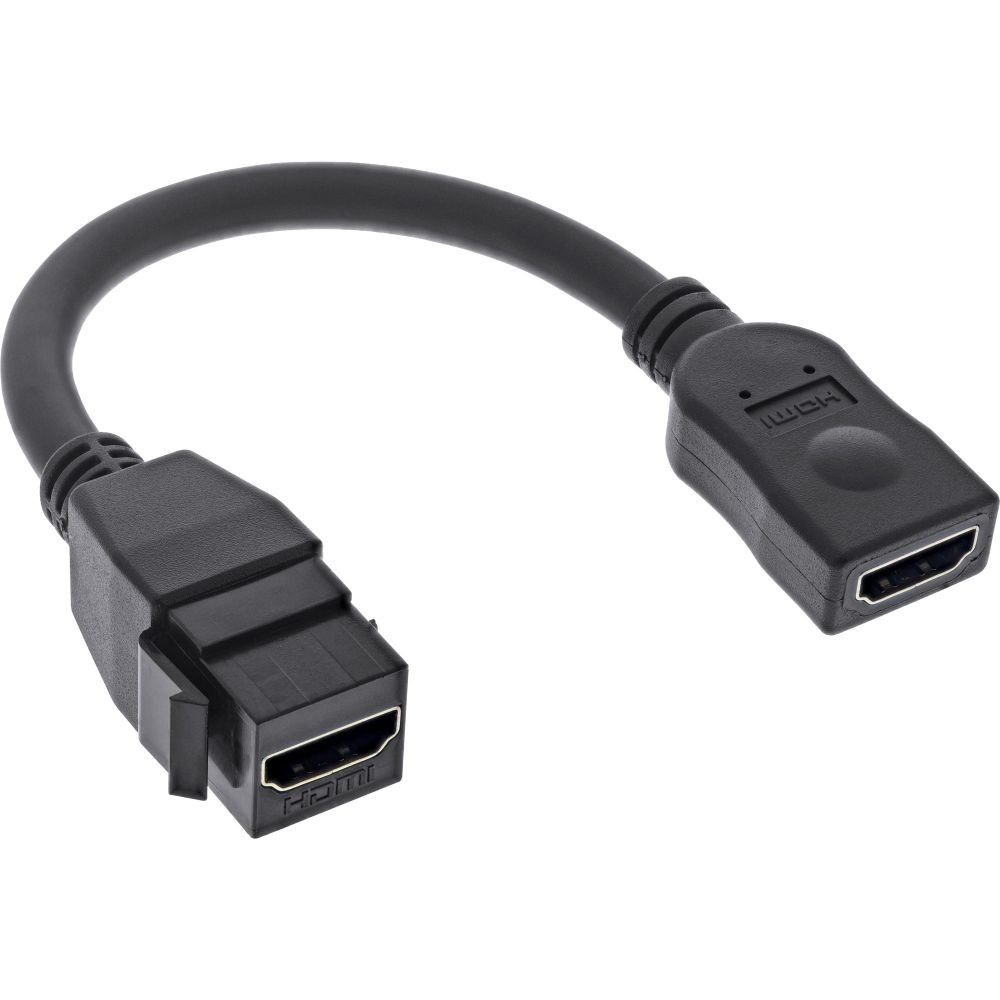 76206A  Modulo Keystone HDMI Hembra > HDMI  Hembra Negro supports HDMI 2.0 con 12Cm de Cable Negro