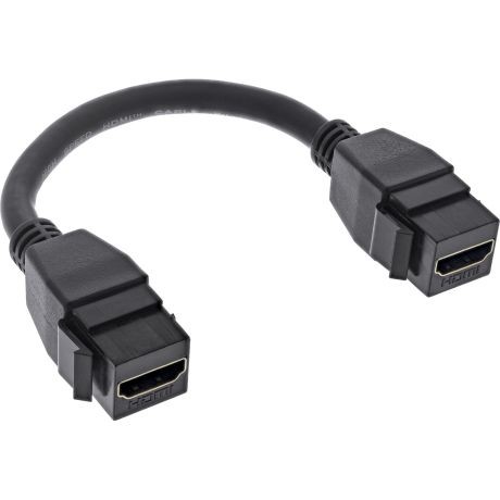 76206B  Modulo Keystone HDMI Hembra > HDMI  Hembra 4K/60 Con cable 0,20m y doble Keystone Negro