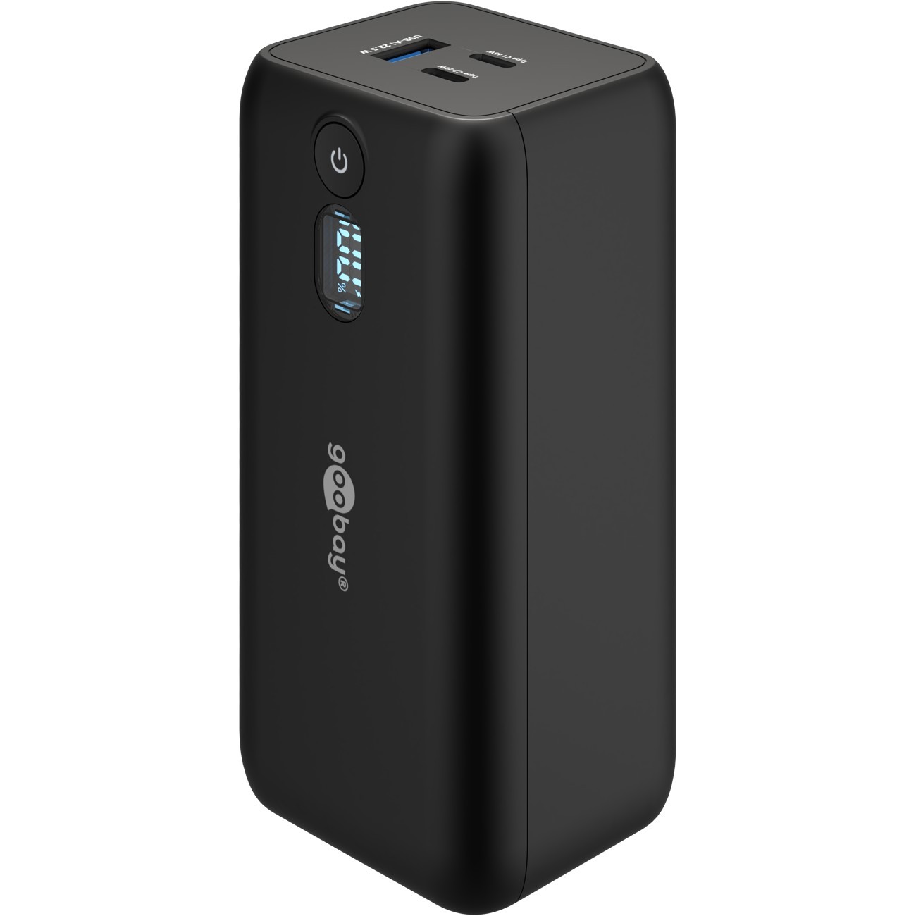 76254  Bateria Externa Power Bank 20000, 2x USB C + 1x USB A PD, QC 3.0 Negro Goobay