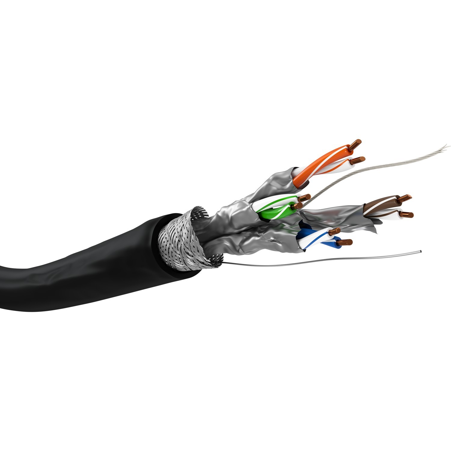 77624  Bobina CAT 6 S-FTP  100m  EXTERIOR Negro,  AWG23/1, CU-PE Rigido  (PiMF) PE