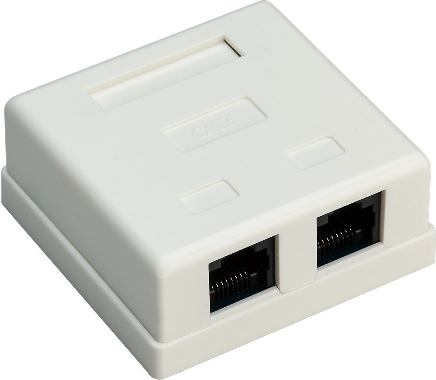 77633  Roseta montaje en superficie Cat.6, 2 x RJ45 UTP, color blanco Goobay