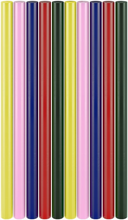 77856  Barras de pegamento caliente de 11 mm, 5 colores, 10 unidades.
Barras de colores para pistolas de pegamento estándar
