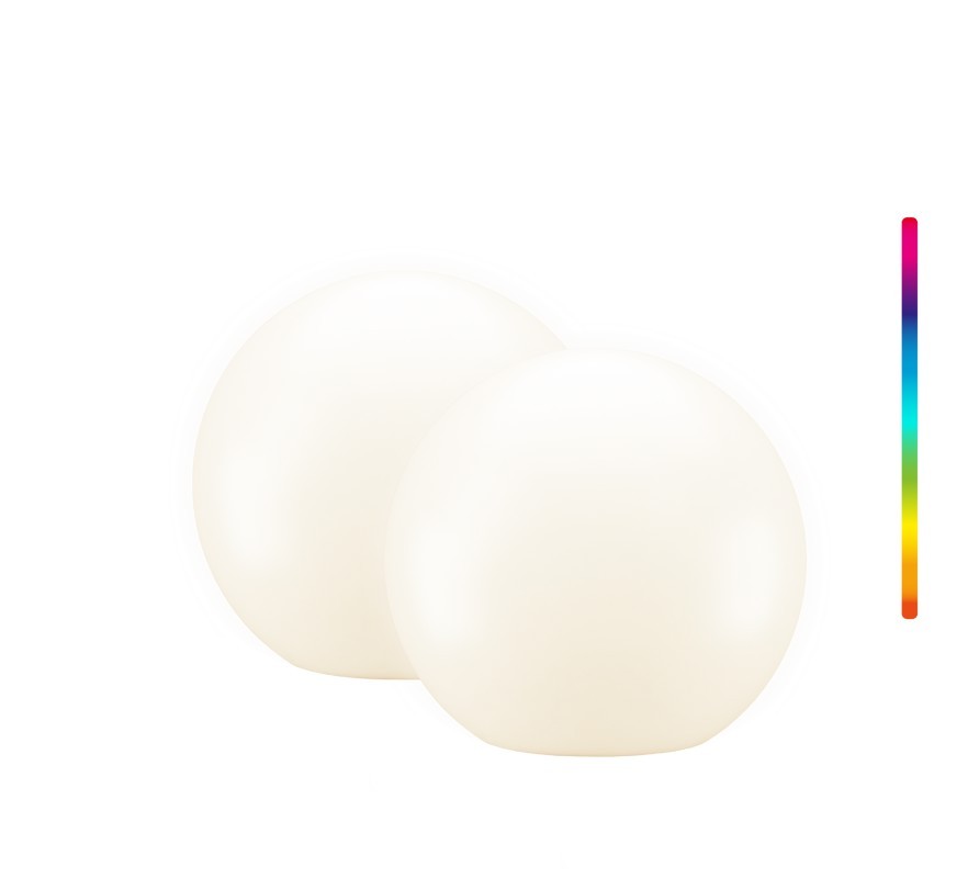 80204  Juego de 2 globos de luz LED solares decorativos, 20 cm, tama&ntilde;o M, RGBW para Jardin o Balcon