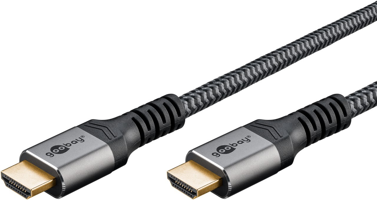 80290  Cable HDMI A-A  1,00 metros Nylon16K/60 Hz, 96 Gbit/s  premium flexible con conectores delgados de metal,