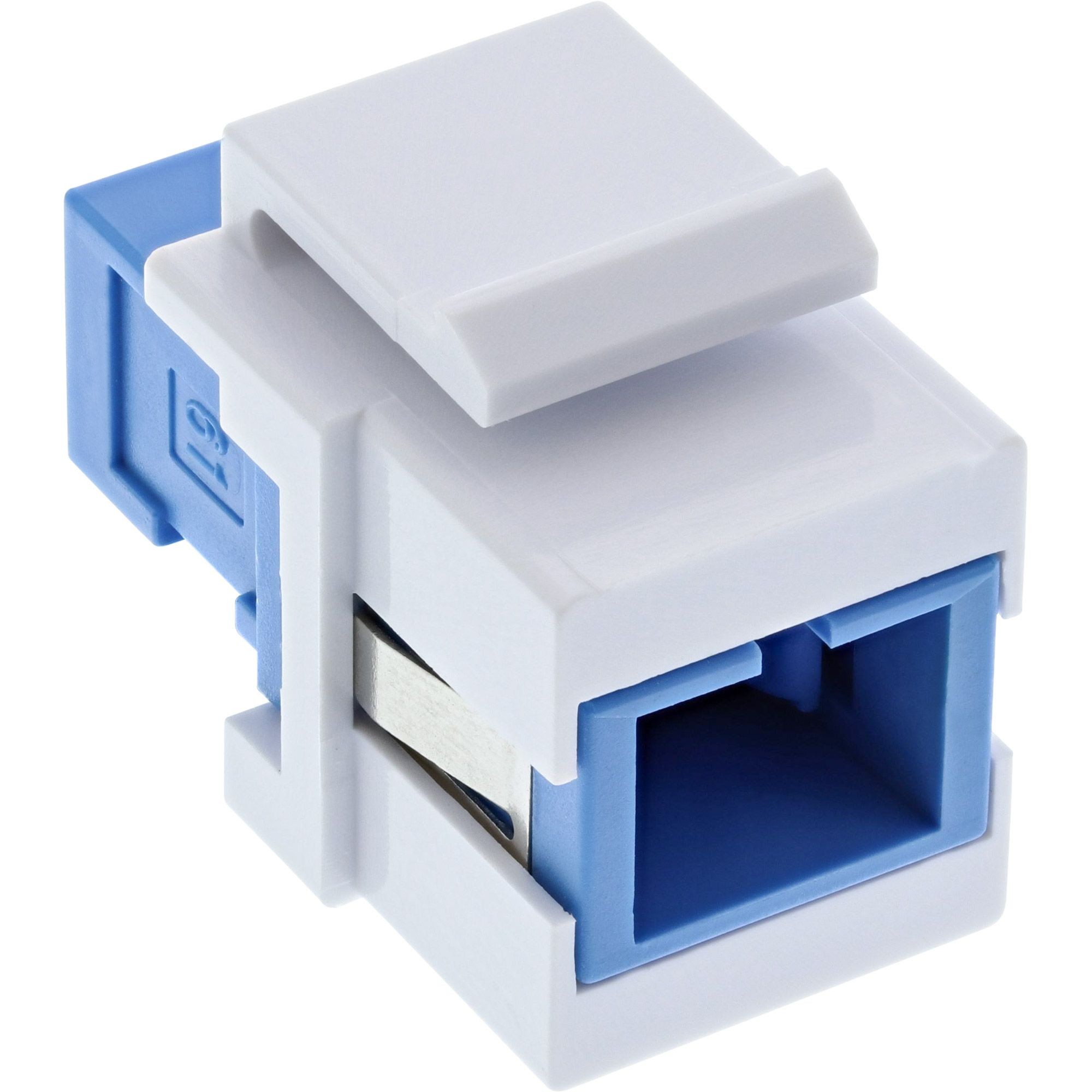 89988E  Adaptador KeyStone Fibra Optica SC Hembra - SC Hembra Simplex SM Azul ceramico