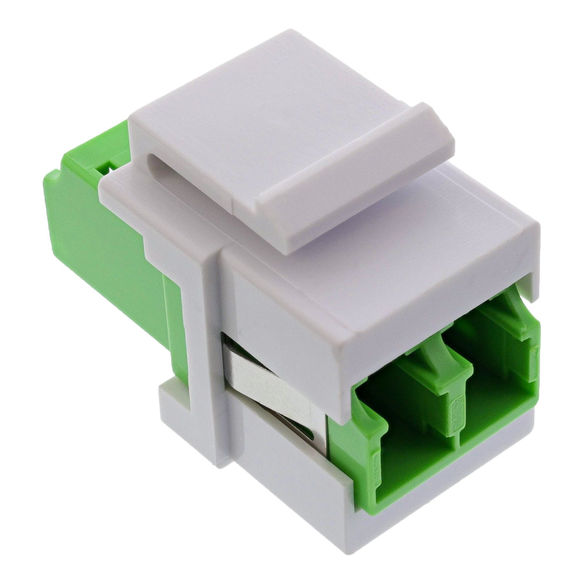 89988G  Adaptador KeyStone Fibra Optica LC Hembra - LC Hembra Duplex SM Verde Blanco Ceramico