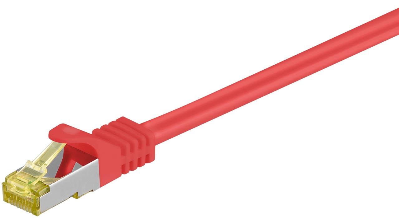 91571  Latiguillo CAT 7, S/FTP,  0.25 m, Rojo, LSZH Goobay