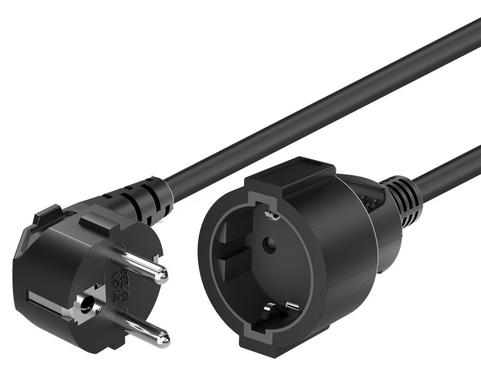 93095  Prolongador cable el&eacute;ctrico schuko M a H de 10 m Negro (3*1.5 mm&sup2;) Bolsa de Colgar retail Goobay