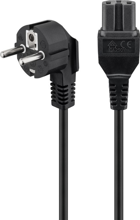 93277  Cable Alimentacion CEE-7/7 90&ordm; SCHUKO a C15 2,00 m Negro Goobay 3*0.75 mm&sup2;
